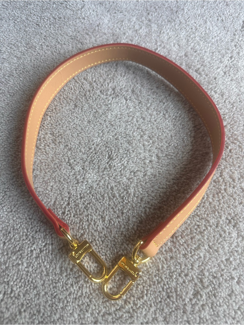 Louis Vuitton Leather Bag Strap with Gold Hardware 22”